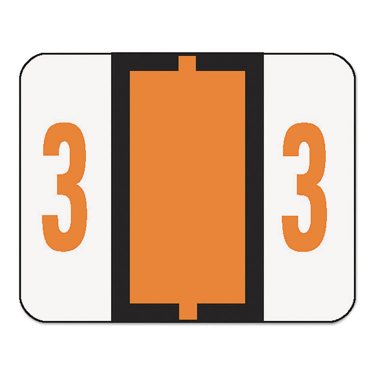 Numerical End Tab File Folder Labels, 3, 1 x 1.25, White, 500/Roll