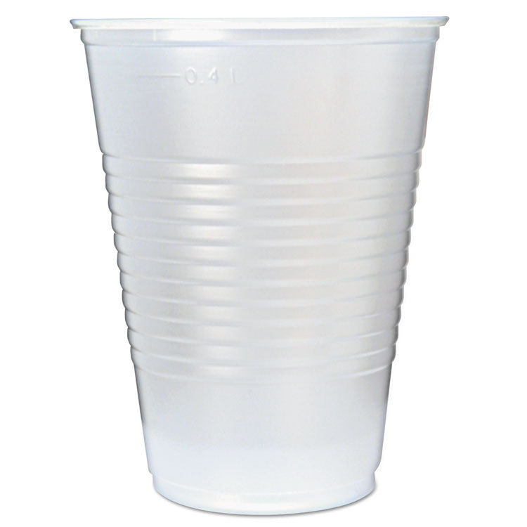 RK Ribbed Cold Drink Cups, 16 oz, Translucent, 50/Sleeve, 20 Sleeves/Carton