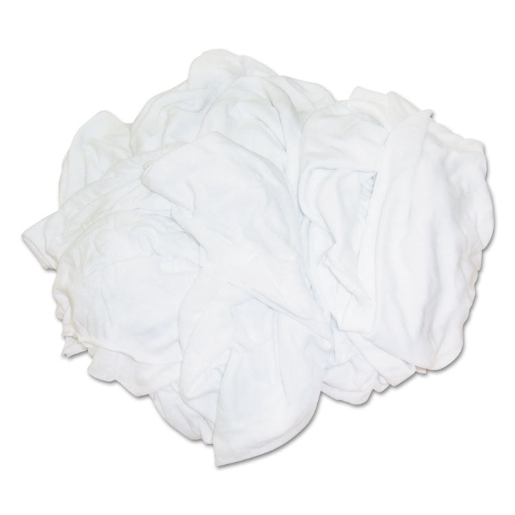 New Bleached White T-Shirt Rags, Multi-Fabric, 25 lb Polybag