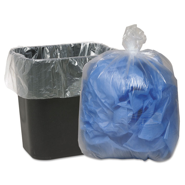 Linear Low-Density Can Liners, 10 gal, 0.6 mil, 24 x 23 , Clear, 25 Bags/Roll, 20 Rolls/Carton