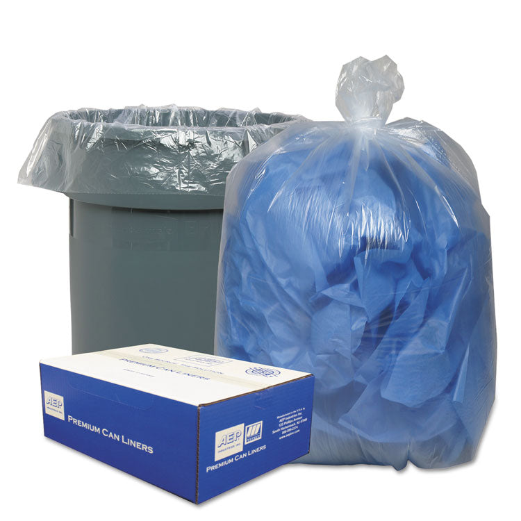 Linear Low-Density Can Liners, 56 gal, 0.9 mil, 43 x 47 , Clear, 10 Bags/Roll, 10 Rolls/Carton