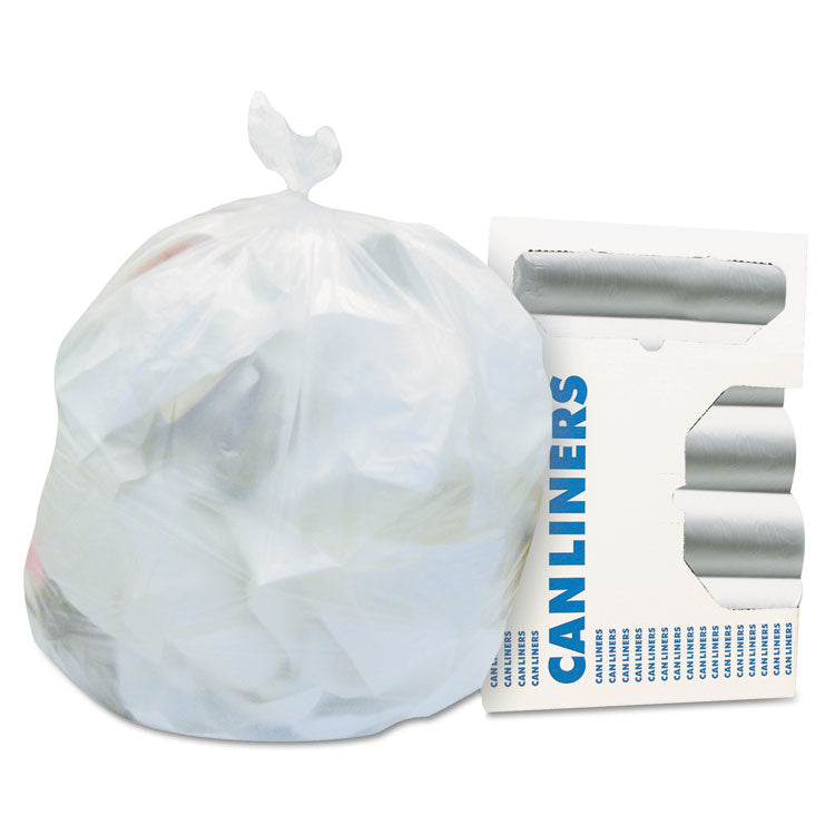 High-Density Waste Can Liners, 33 gal, 16 mic, 33 x 40 , Natural, 25 Bags/Roll, 10 Rolls/Carton