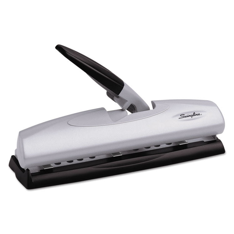 20-Sheet LightTouch Desktop Two- to Seven-Hole Punch, 9/32" Holes, Silver/Black