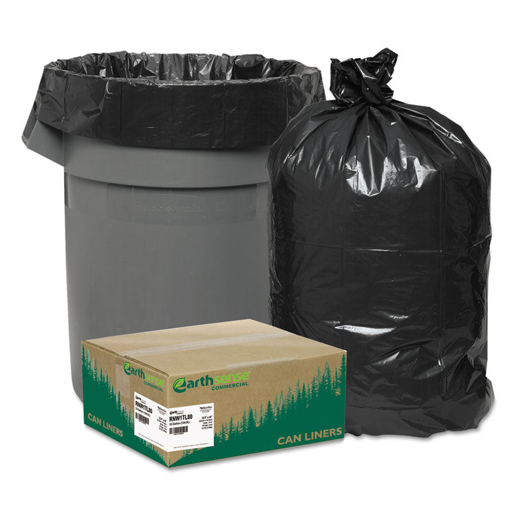Linear Low Density Large Trash and Yard Bags, Open-Face, 33 gal, 0.9 mil, 32.5 x 40 , Black, 80/Carton