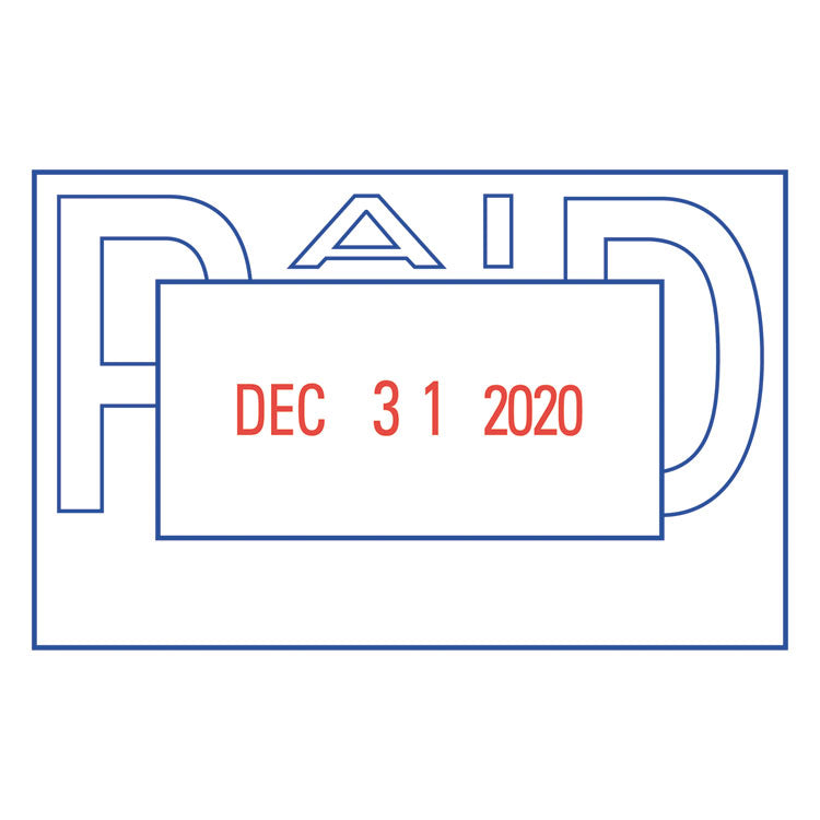 VersaDater Message Dater, 2.13 x 1.31, PAID, Blue/Red