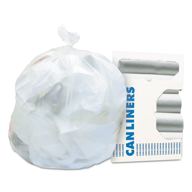 High-Density Waste Can Liners, 45 gal, 16 mic, 40 x 48 , Natural, 25 Bags/Roll, 10 Rolls/Carton