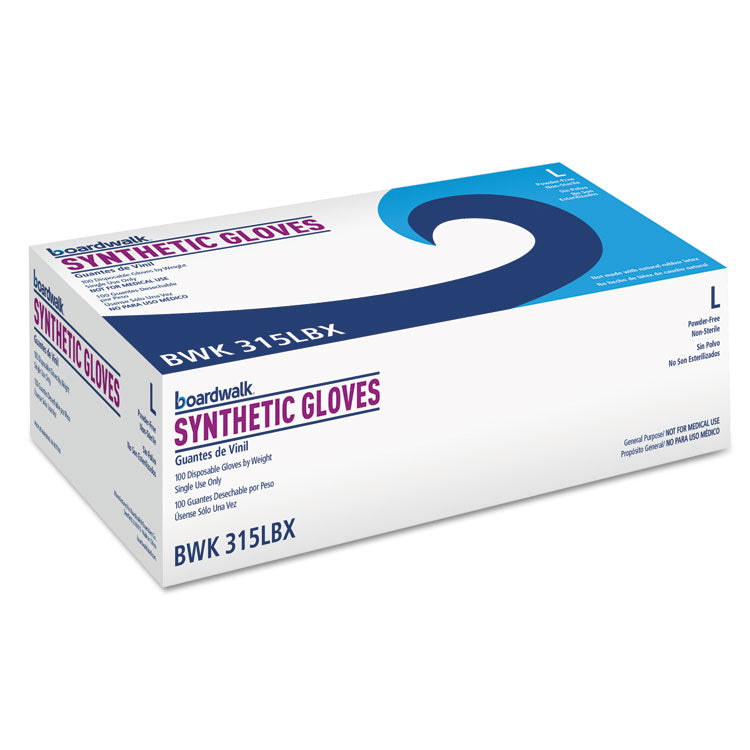 Powder-Free Synthetic Vinyl Gloves, Large, Cream, 4 mil, 1,000/Carton