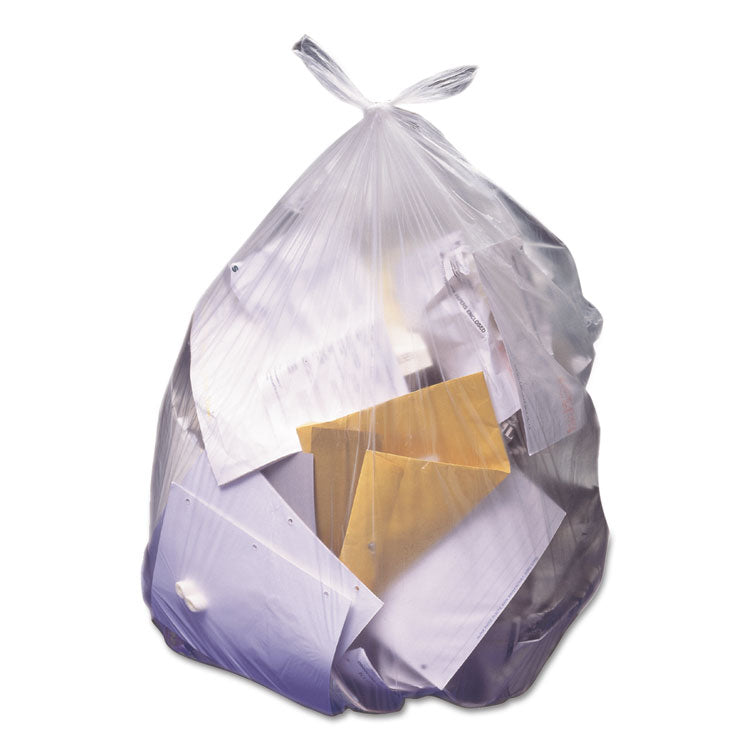 High-Density Waste Can Liners, 60 gal, 22 mic, 38 x 60 , Natural, 25 Bags/Roll, 6 Rolls/Carton