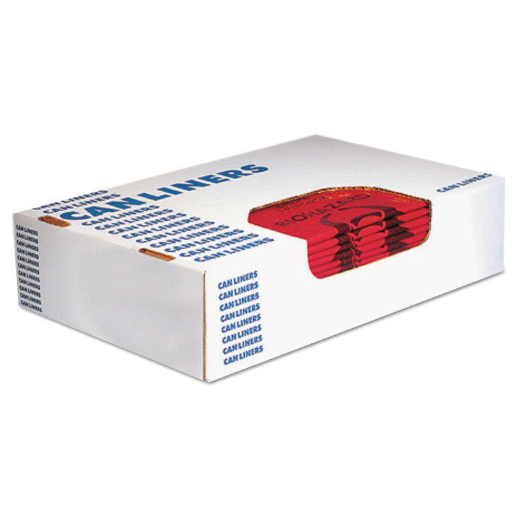 Healthcare Biohazard Printed Can Liners, Biohazard Infectious Waste, 10 gal, 1.3 mil, 24 x 23 , Red, Flat Pack, 500/Carton