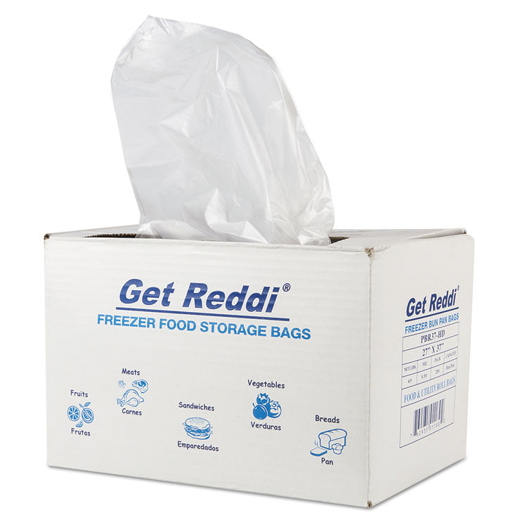 Get Reddi Freezer Food Storage Bags for Full-Size Bun Pans, Includes Twist-Ties, 27 x 37 , Natural, 200/Carton