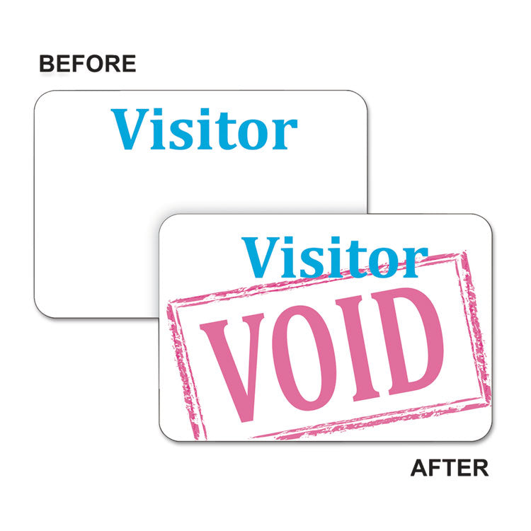 Times Up! Self-Expiring Visitor Badges, One-Day Badge, 3 x 2, White, 100/Box