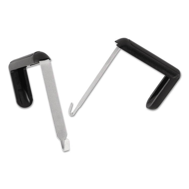 Adjustable Cubicle Hangers, For 1.5 to 3 Thick Partition Walls, Aluminum/Black, 2/Set