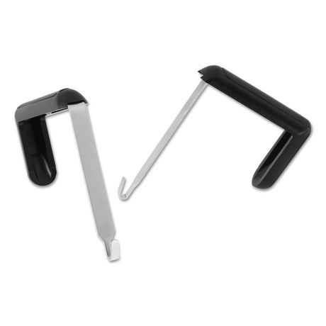 Adjustable Cubicle Hangers, For 1.5  to 3  Thick Partition Walls, Aluminum/Black, 2/Set