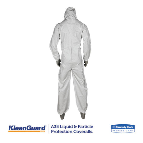 A35 Liquid and Particle Protection Coveralls, Zipper Front, Hooded, Elastic Wrists and Ankles, 2X-Large, White, 25/Carton