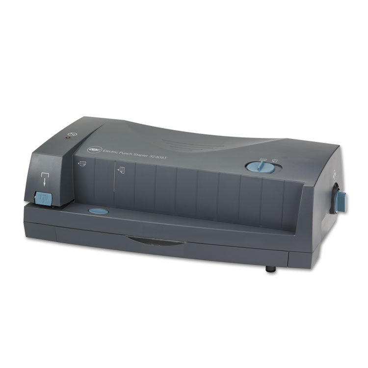 24-Sheet 3230 Electric Two- to Three-Hole Adjustable Punch, 9/32" Holes, Gray