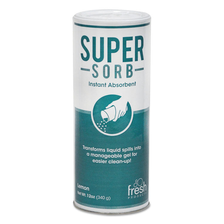 Super-Sorb Liquid Spill Absorbent, Lemon Scent, 720 oz Absorbing Volume, 12 oz Shaker Can, 6/Box