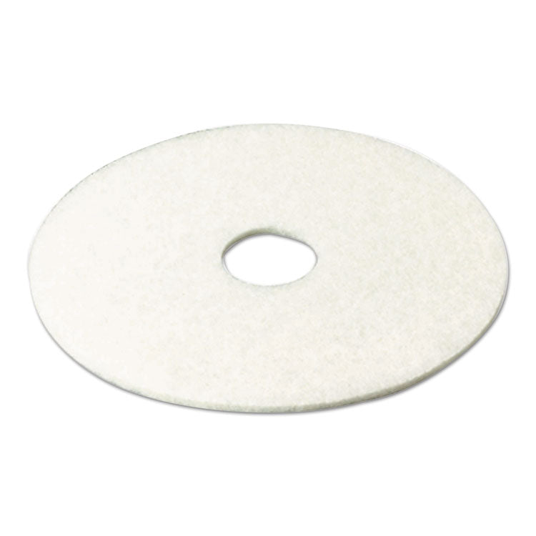 Low-Speed Super Polishing Floor Pads 4100, 17" Diameter, White, 5/Carton