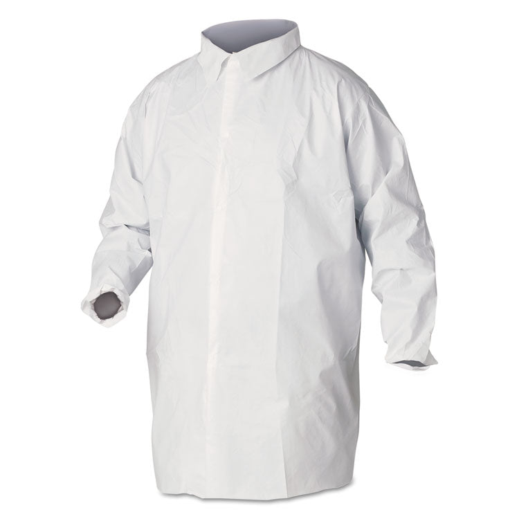 A40 Liquid and Particle Protection Lab Coats, Large, White, 30/Carton