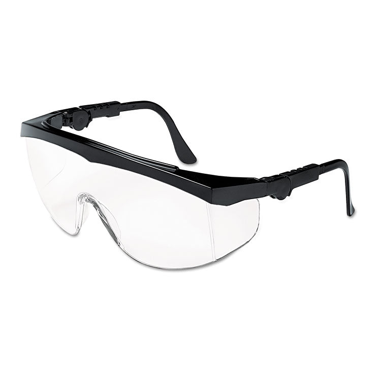 Tomahawk Wraparound Safety Glasses, Black Nylon Frame, Clear Lens, 12/Box