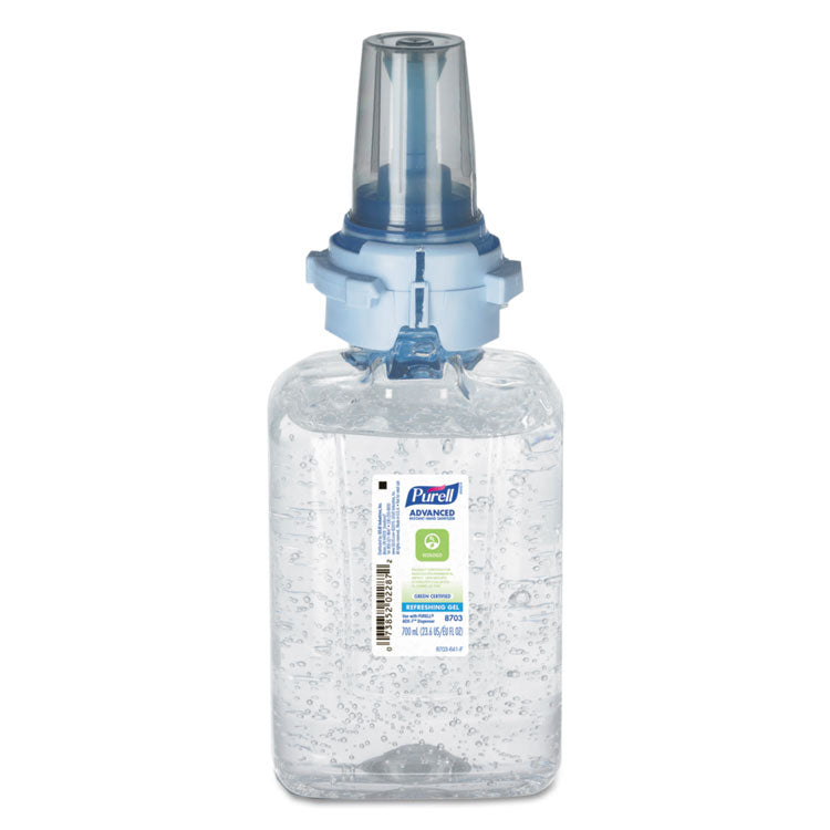 Advanced Hand Sanitizer Green Certified Gel Refill,  For ADX-7 Dispensers, 700 mL, Fragrance-Free