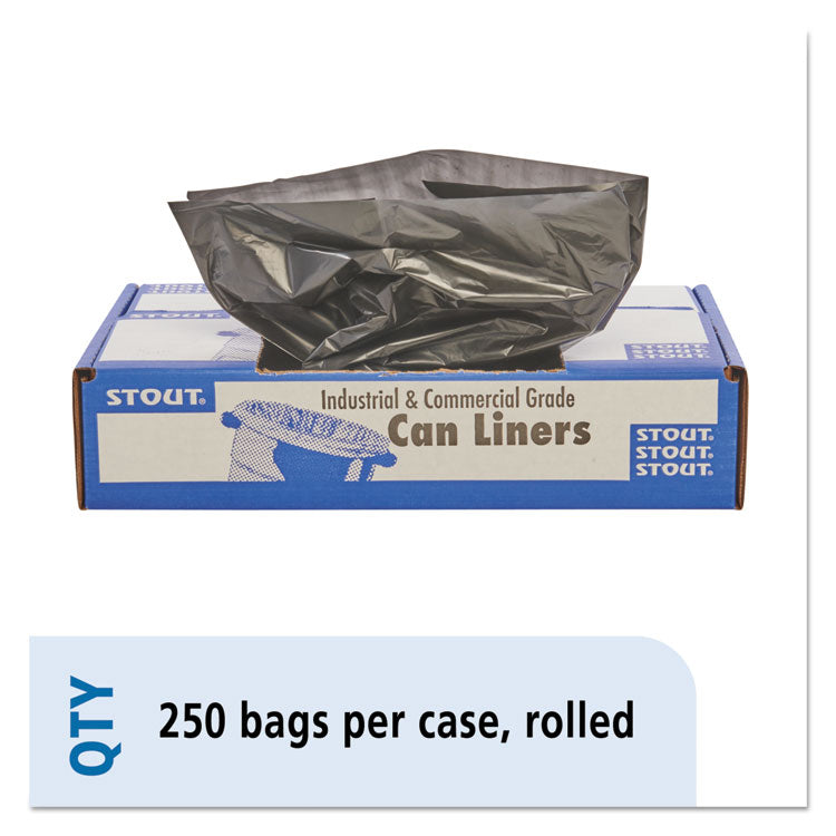 Total Recycled Content Plastic Trash Bags, 10 gal, 1 mil, 24  x 24 , Black/Brown, 250/Carton