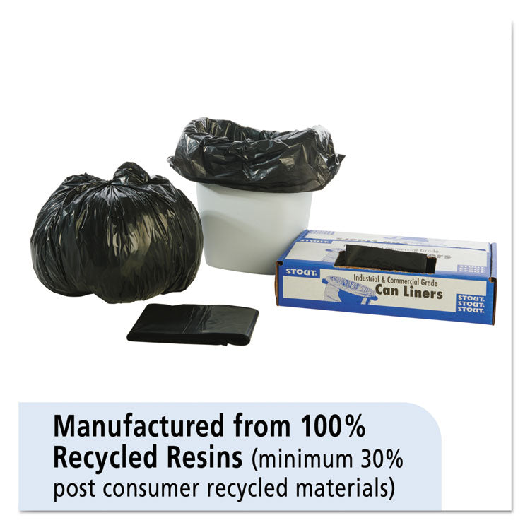 Total Recycled Content Plastic Trash Bags, 10 gal, 1 mil, 24  x 24 , Black/Brown, 250/Carton
