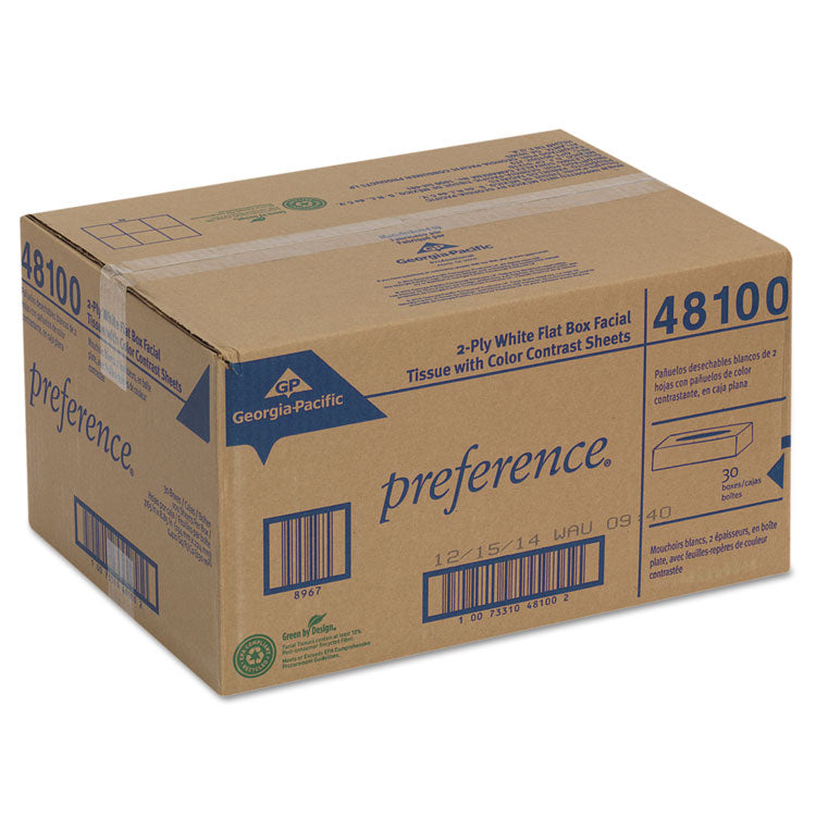 Pacific Blue Select Facial Tissue, 2-Ply, White, Flat Box, 100 Sheets/Box, 30 Boxes/Carton