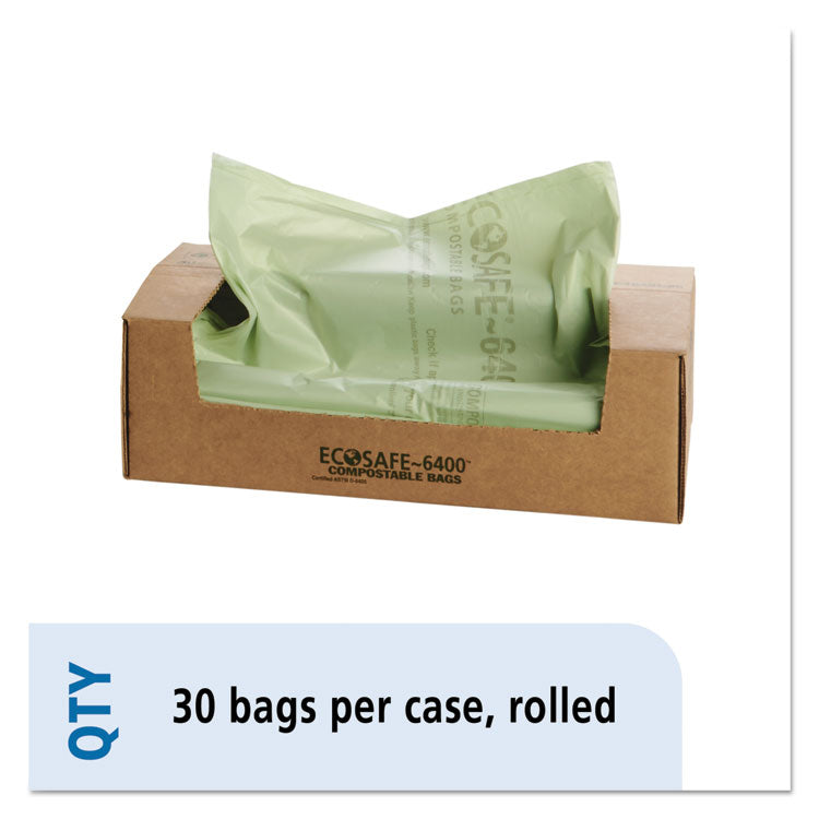EcoSafe-6400 Bags, 64 gal, 0.85 mil, 48 x 60 , Green, 30/Box