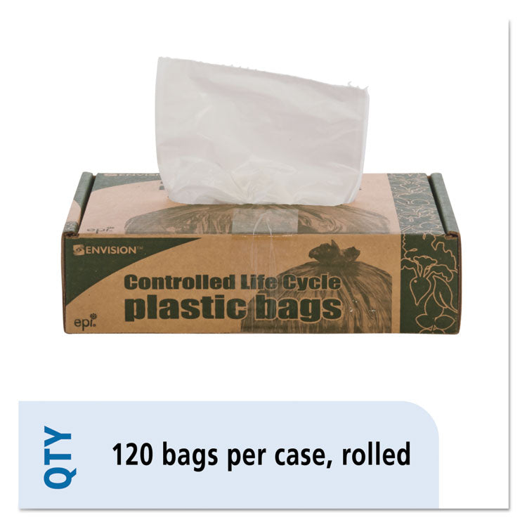 Controlled Life-Cycle Plastic Trash Bags, 13 gal, 0.7 mil, 24 x 30 , White, 120/Box