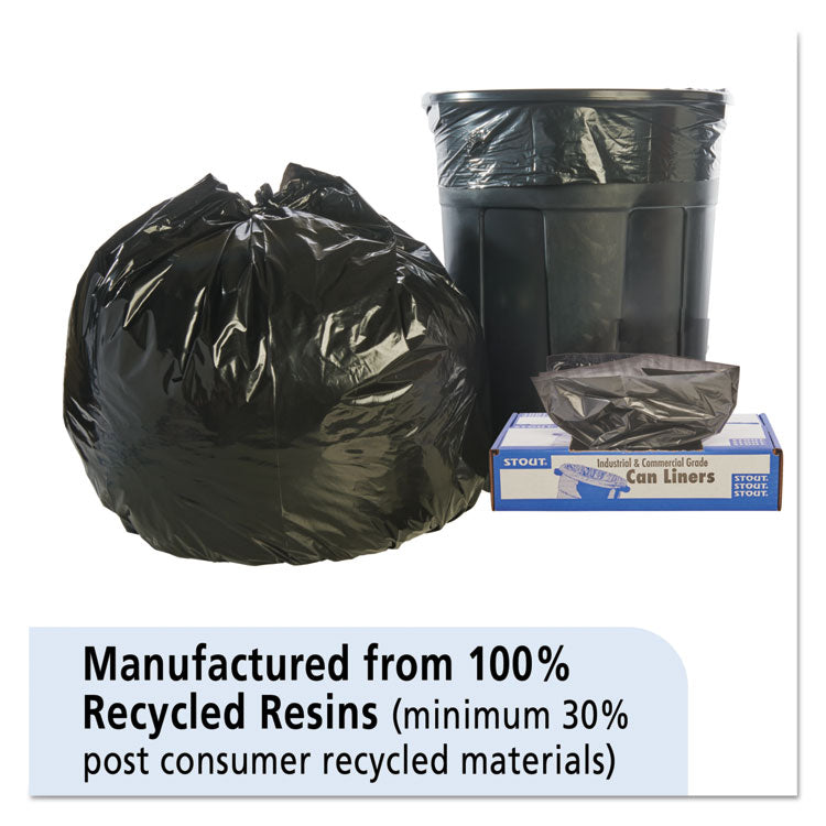 Total Recycled Content Plastic Trash Bags, 45 gal, 1.5 mil, 40  x 48 , Black/Brown, 100/Carton