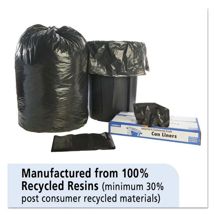 Total Recycled Content Plastic Trash Bags, 65 gal, 1.5 mil, 50  x 51 , Black/Brown, 100/Carton