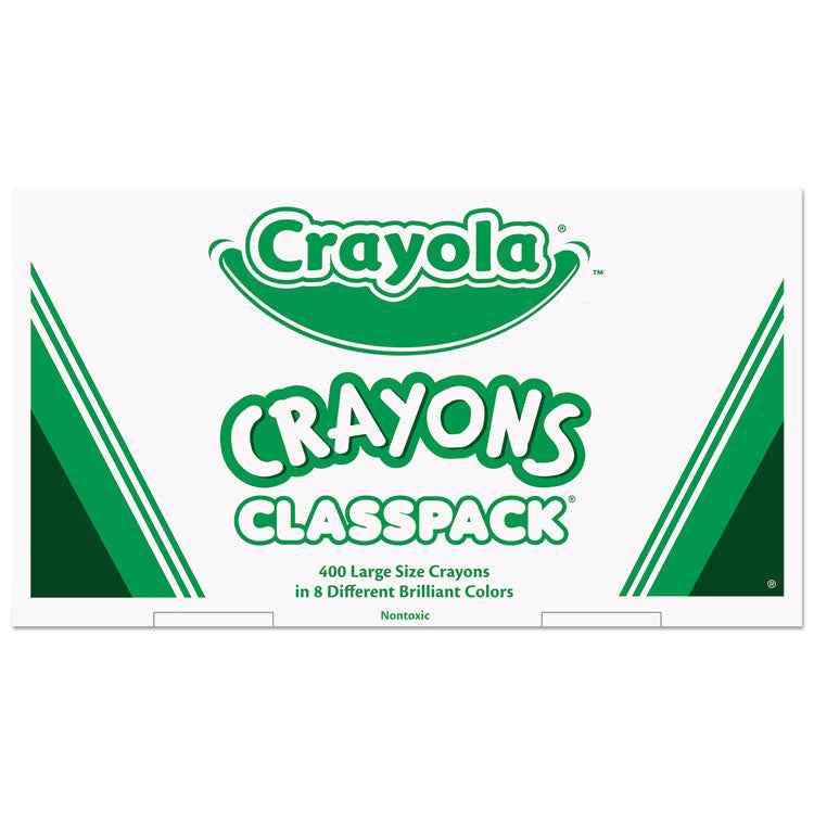 Classpack Large Size Crayons, 50 Each of 8 Colors, 400/Box