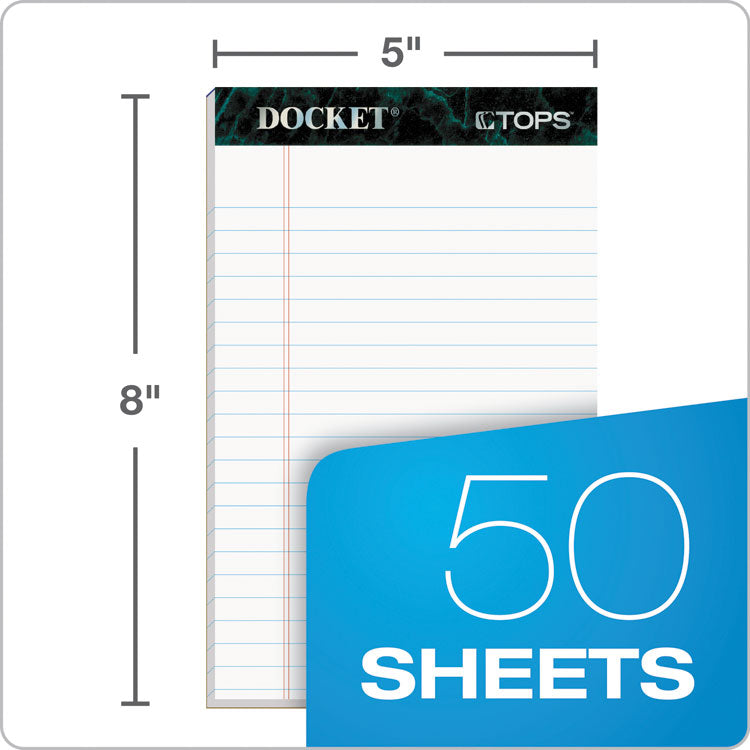 Docket Ruled Perforated Pads, Narrow Rule, 50 White 5 x 8 Sheets, 12/Pack