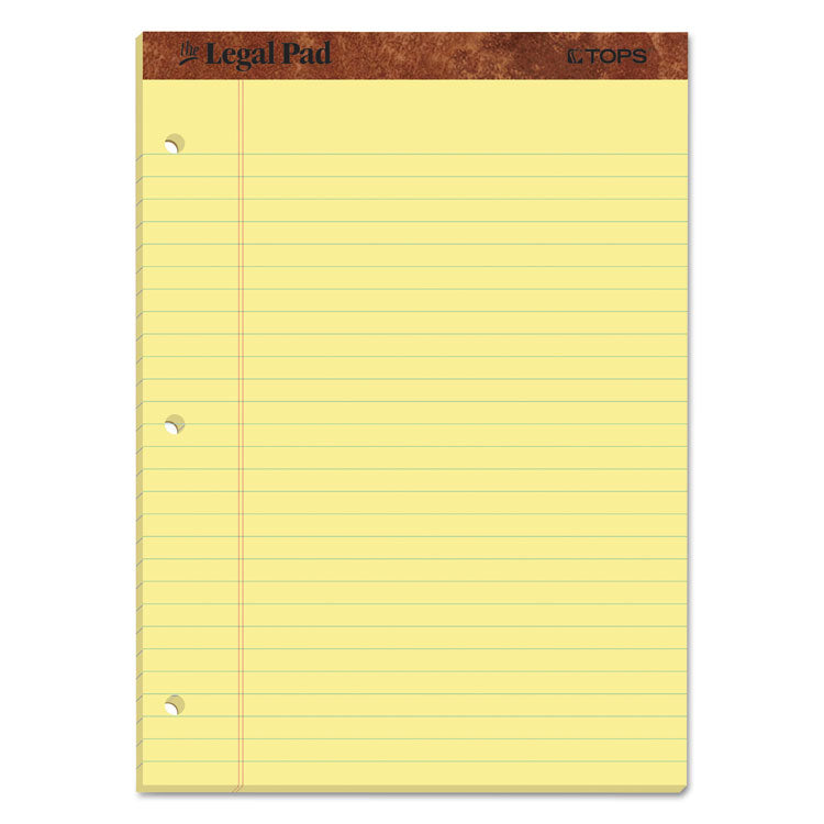 "The Legal Pad" Ruled Perforated Pads, Wide/Legal Rule, 50 Canary-Yellow 8.5 x 11.75 Sheets, Dozen