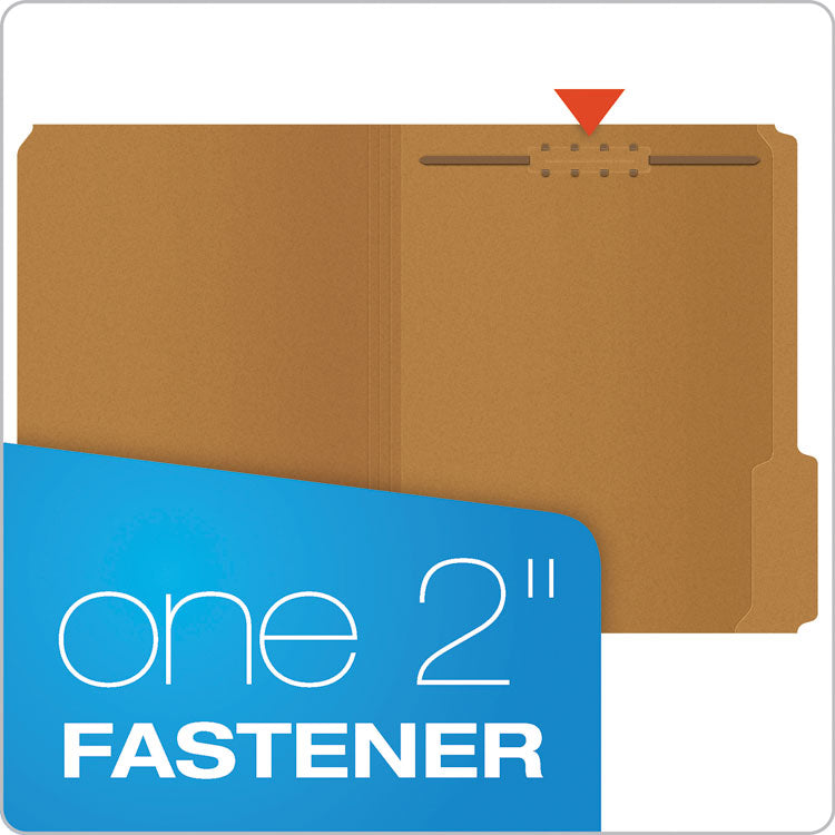Kraft Fastener Folders, 1/3-Cut Tabs, 1 Fastener, Letter Size, Kraft Exterior, 50/Box