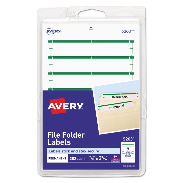 Printable 4  x 6  - Permanent File Folder Labels, 0.69 x 3.44, White, 7/Sheet, 36 Sheets/Pack, (5203)