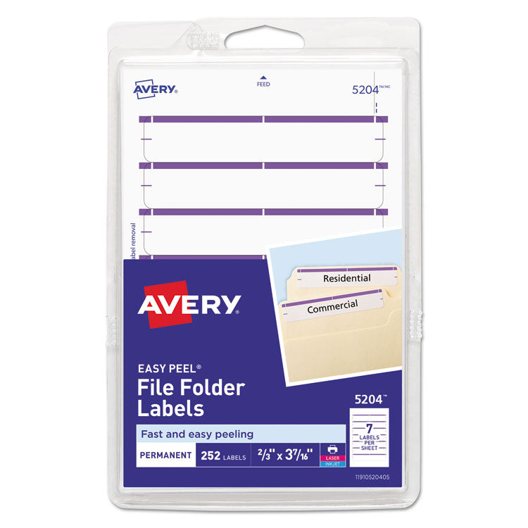 Printable 4  x 6  - Permanent File Folder Labels, 0.69 x 3.44, White, 7/Sheet, 36 Sheets/Pack, (5204)