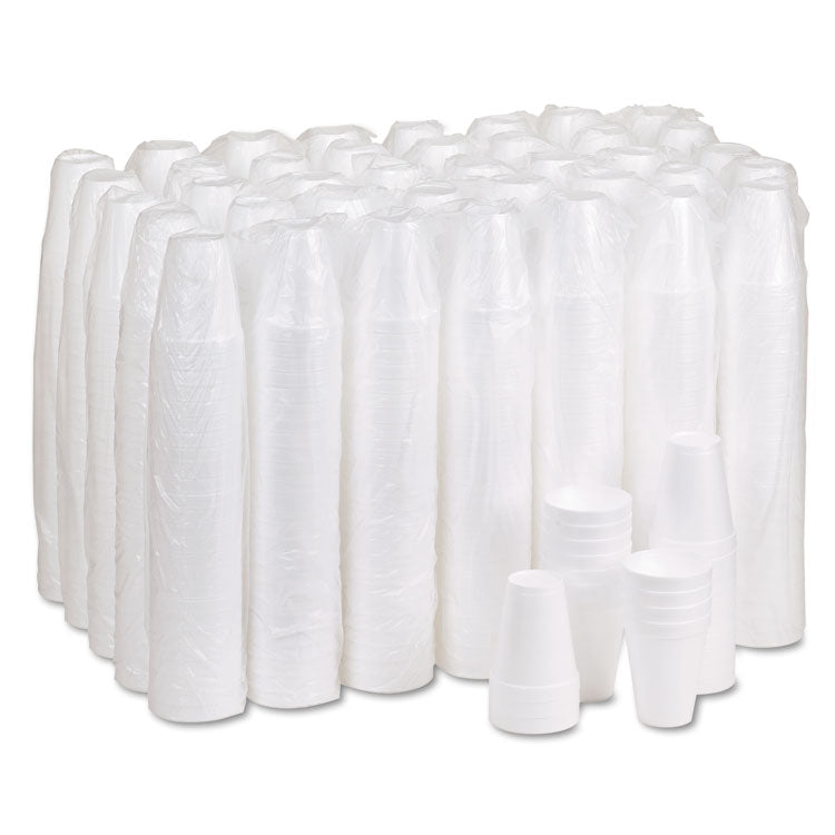 Foam Drink Cups, 10 oz, White, 25/Bag, 40 Bags/Carton