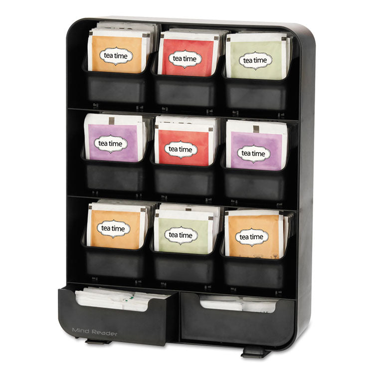 Baggy Nine-Drawer Tea Bag and Accessory Holder, 10.24 x 4.33 x 13.11, Black