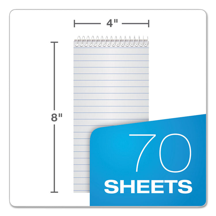 Reporters Notepad, Wide/Legal Rule, White Cover, 70 White 4 x 8 Sheets, 12/Pack