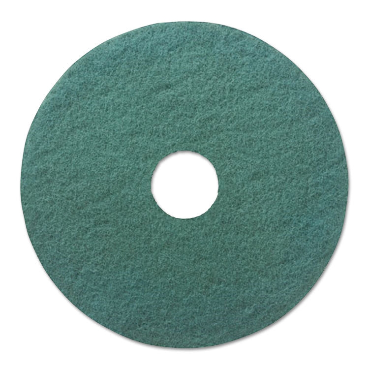 Heavy-Duty Scrubbing Floor Pads, 13" Diameter, Green, 5/Carton