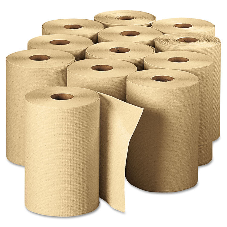Pacific Blue Basic Nonperforated Paper Towels, 1-Ply, 7.88 x 350 ft, Brown, 12 Rolls/Carton