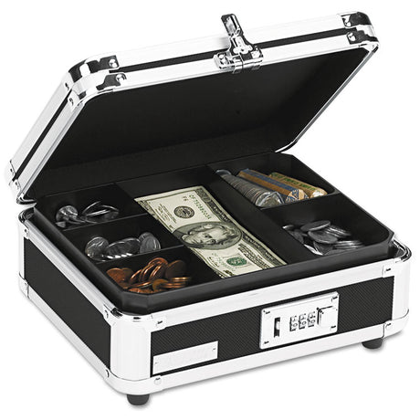 Locking Cast Box with Tumbler Lock, 10 x 8.75 x 5, Plastic; Steel, Black and Chrome