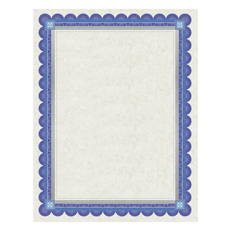 Parchment Certificates, Academic, 8.5 x 11, Ivory with Blue/Silver Foil Border, 15/Pack