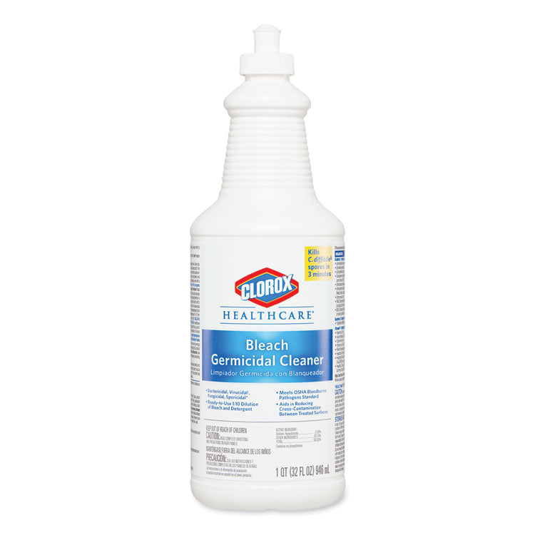 Bleach Germicidal Cleaner, 32 oz Pull-Top Bottle, 6/Carton