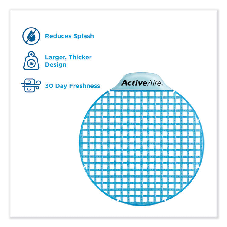 ActiveAire Deodorizer Urinal Screen with Side Tab, Coastal Breeze Scent, Blue, 12/Carton