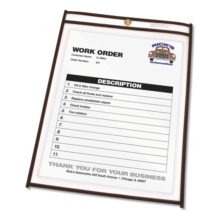 Shop Ticket Holders, Stitched, Both Sides Clear, 50 Sheets, 8.5 x 11, 25/Box