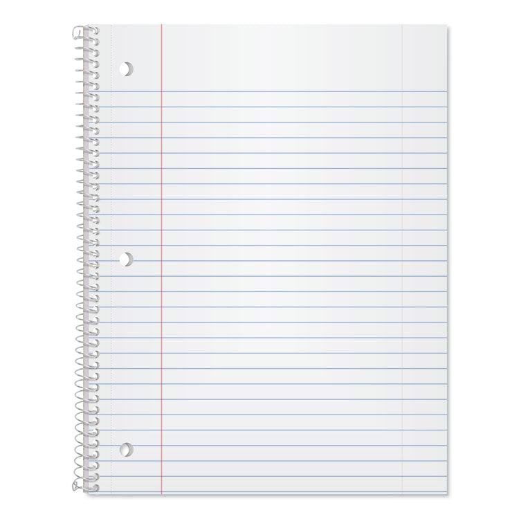 Coil-Lock Wirebound Notebooks, 3-Hole Punched, 1-Subject, Wide/Legal Rule, Randomly Assorted Covers, (70) 10.5 x 8 Sheets