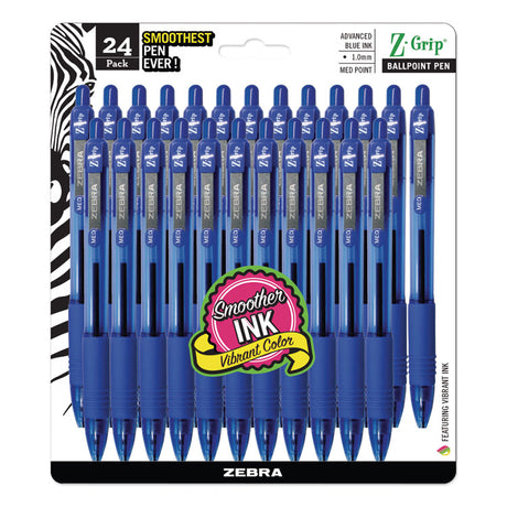 Z-Grip Ballpoint Pen, Retractable, Medium 1 mm, Blue Ink, Translucent Blue/Blue Barrel, 24/Pack