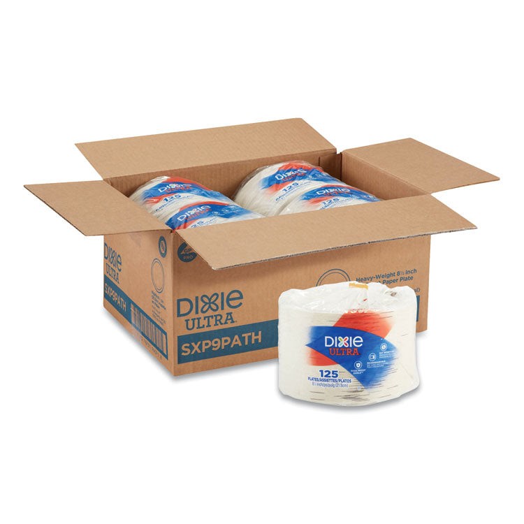 Pathways Soak Proof Shield Heavyweight Paper Plates, WiseSize, 8.5" dia, Green/Burgundy, 500/Carton